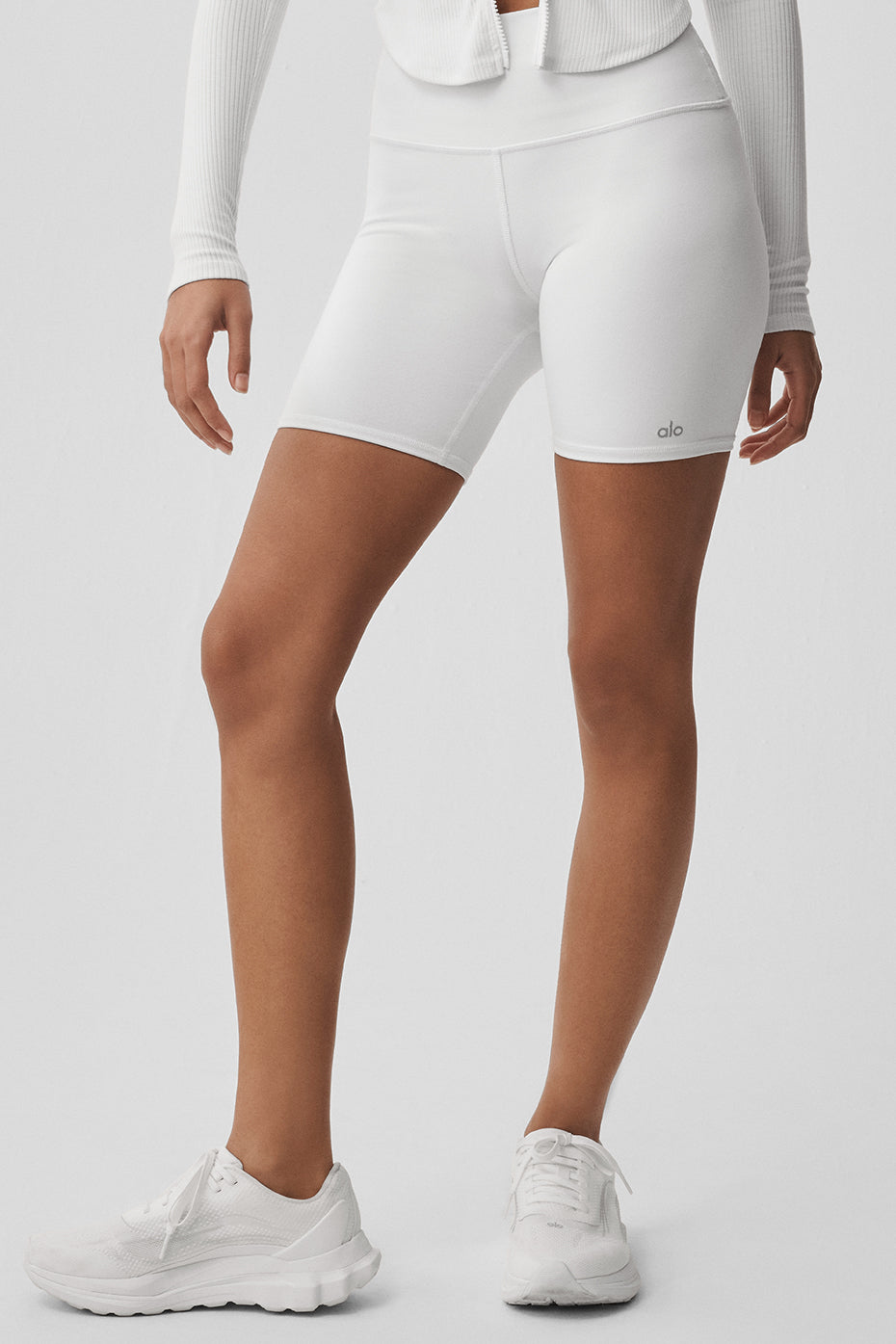7" High-Waist Biker Short - White