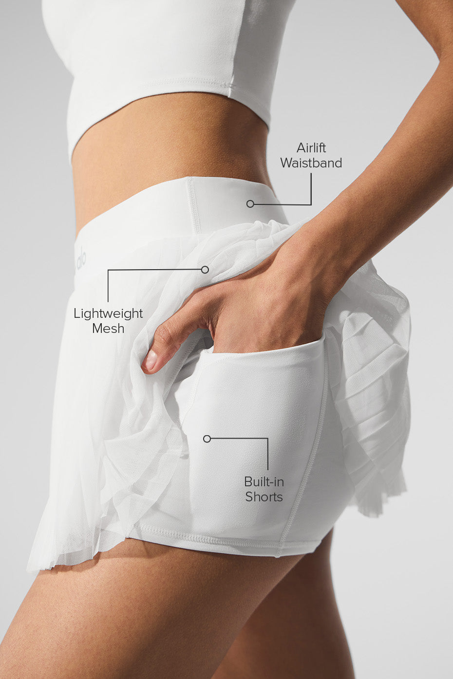 Mesh Baseline Tennis Skirt - White