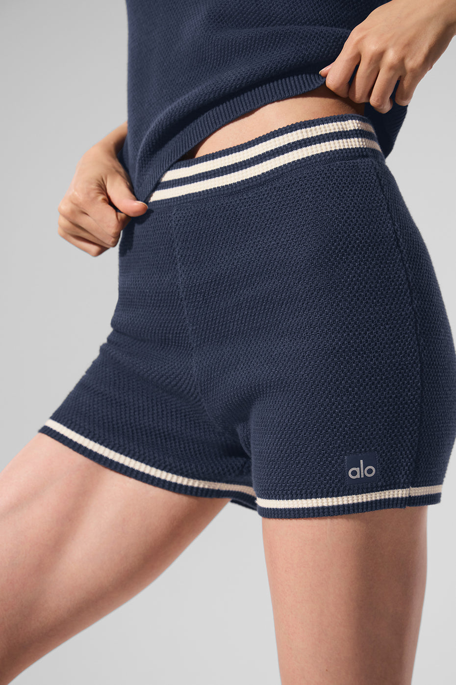Tennis Club Sweater Knit Hot Short - Navy/Ivory