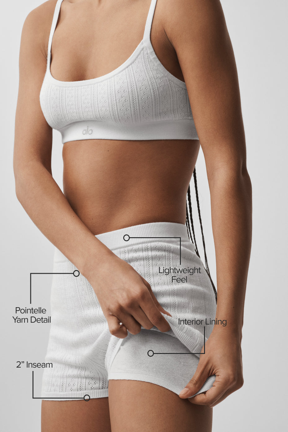 Pointelle Sweater Be Mine Hot Short - Semi Sheer White